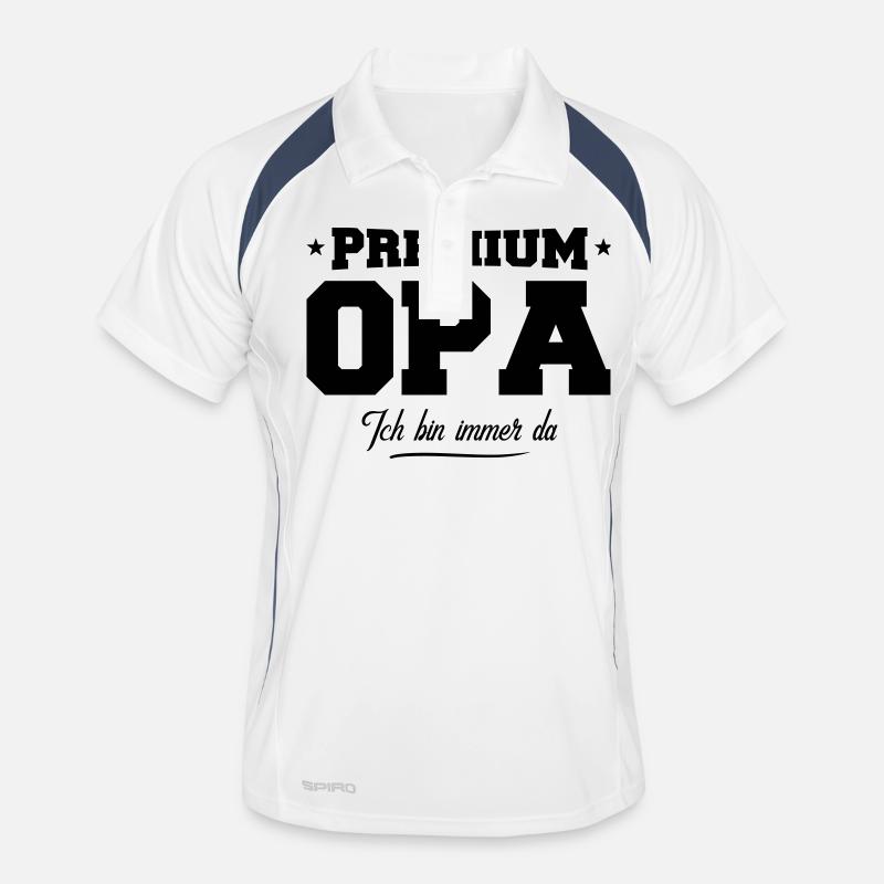 opa premium - Männer Polo atmungsaktiv - Weiß/Navy