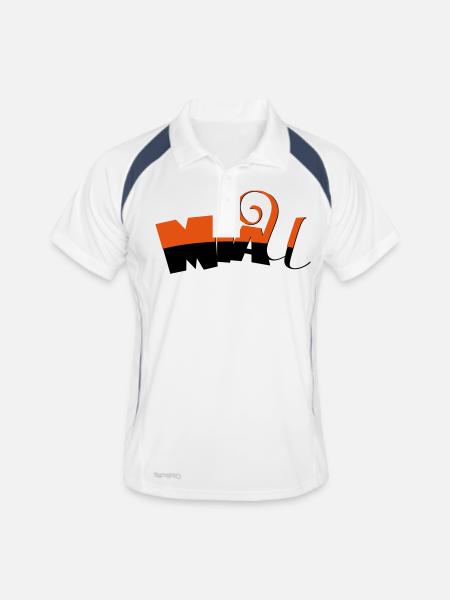 Miau - Männer Polo atmungsaktiv - Weiß/Navy - Vorne