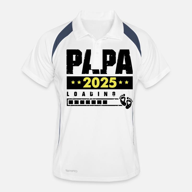 papa 2025 loading - Männer Polo atmungsaktiv - Weiß/Navy