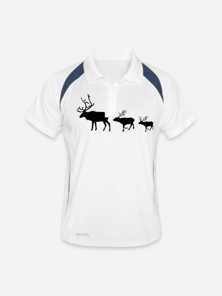 reh familie - Männer Polo atmungsaktiv - Weiß/Navy - Vorne