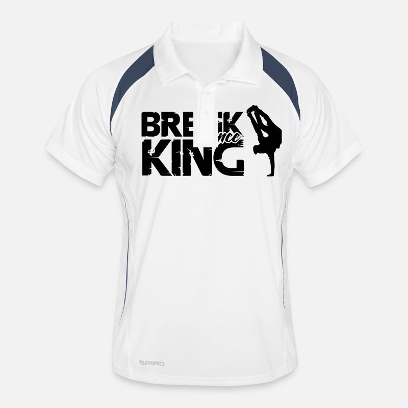 break dance king - Männer Polo atmungsaktiv - Weiß/Navy