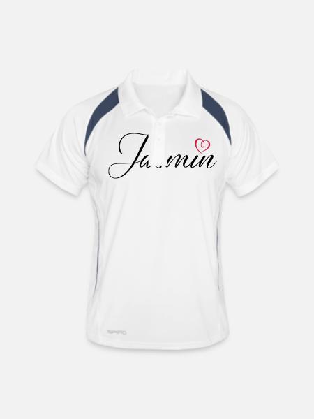 jasmin name herz - Männer Polo atmungsaktiv - Weiß/Navy - Vorne