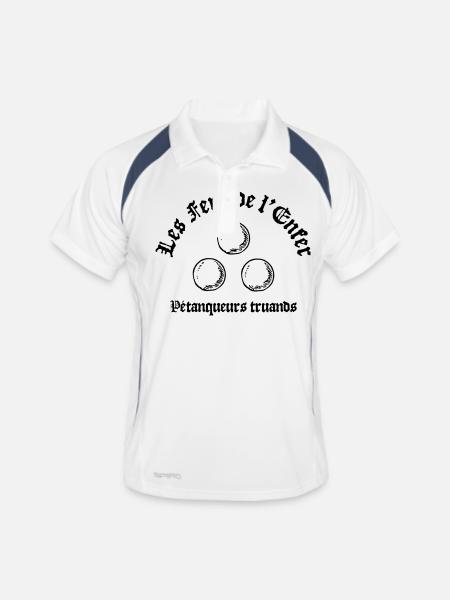 Les Fers de l Enfer - Männer Polo atmungsaktiv - Weiß/Navy - Vorne