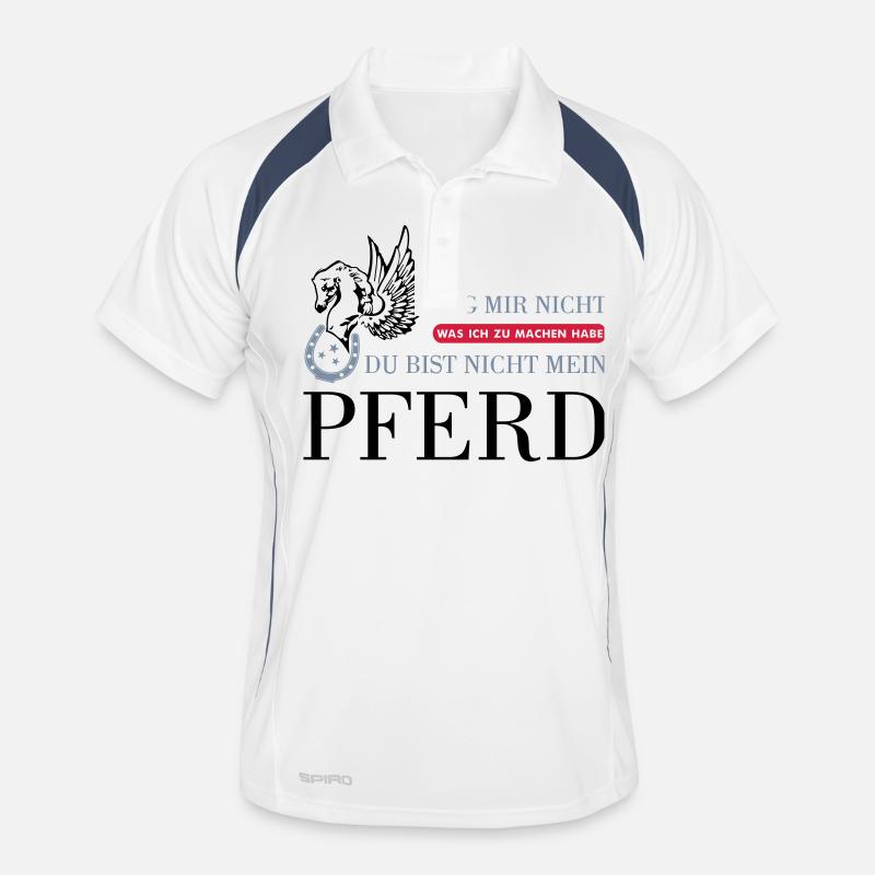 Das "Nicht Mein Pferd" Statement - Männer Polo atmungsaktiv - Weiß/Navy