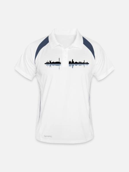 Skyline - Duisburg - Männer Polo atmungsaktiv - Weiß/Navy - Vorne
