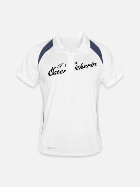 I bin a Österreicherin - Männer Polo atmungsaktiv - Weiß/Navy - Vorne