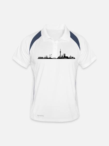 Skyline - München Riesenrad - Männer Polo atmungsaktiv - Weiß/Navy - Vorne