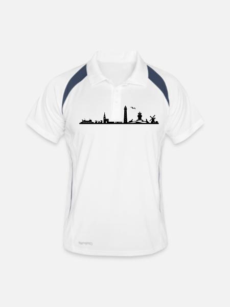 Skyline - Insel Amrum - Männer Polo atmungsaktiv - Weiß/Navy - Vorne