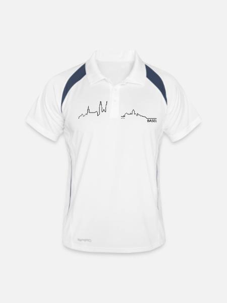 Skyline Basel - Männer Polo atmungsaktiv - Weiß/Navy - Vorne