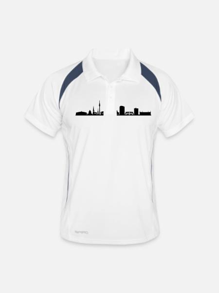Skyline - Dortmund - Männer Polo atmungsaktiv - Weiß/Navy - Vorne