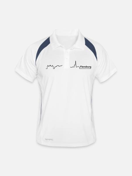 flensburg skyline - Männer Polo atmungsaktiv - Weiß/Navy - Vorne