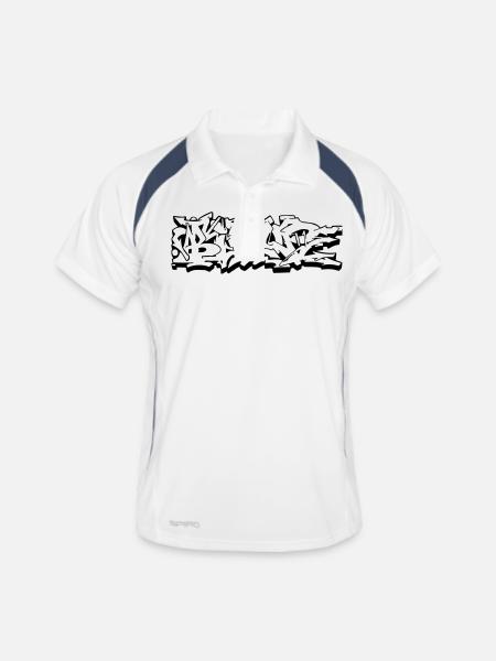 BIGUP Graffiti Streetart Bombing Style - Männer Polo atmungsaktiv - Weiß/Navy - Vorne
