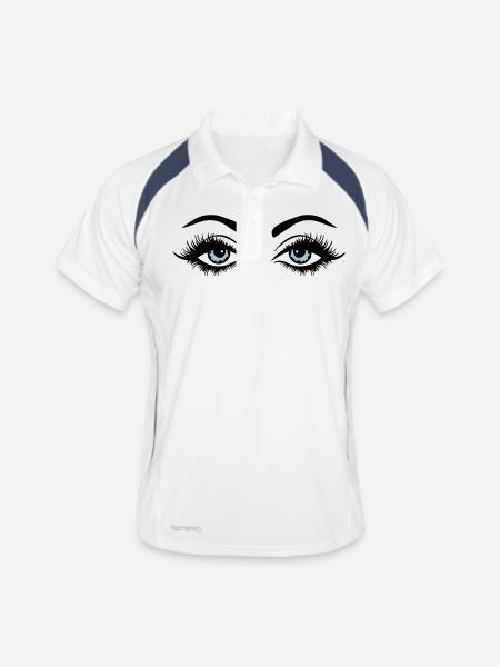 eyes design - Männer Polo atmungsaktiv - Weiß/Navy - Vorne