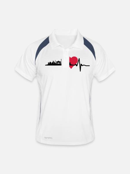 Berlin skyline central cardiac pulse - Men's Polo breathable - white/navy - Front