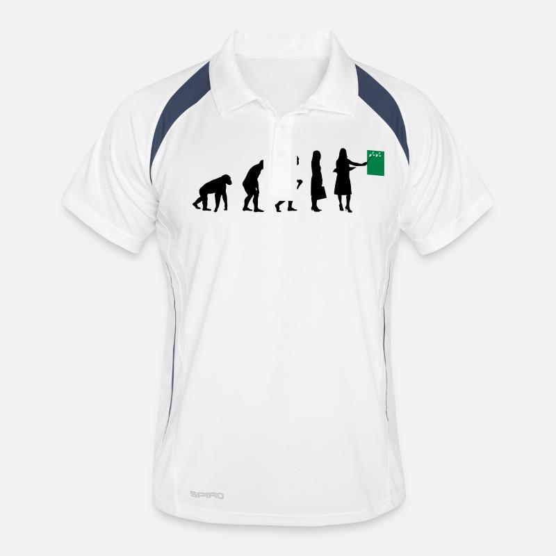 Lehrer Evolution - Männer Polo atmungsaktiv - Weiß/Navy