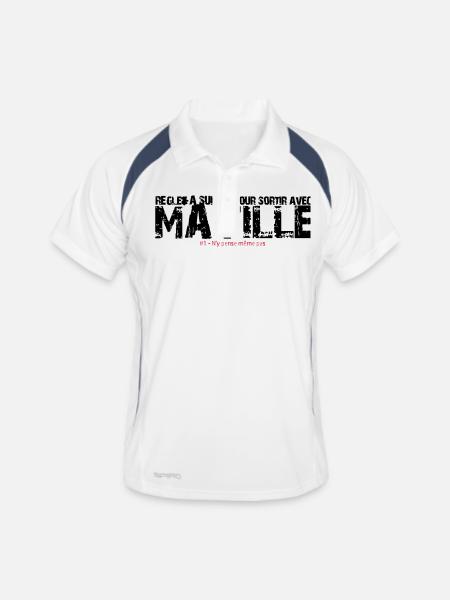 Règle à suivre pour sortir avec ma fille - Polo respirant Homme - blanc/marine - Devant