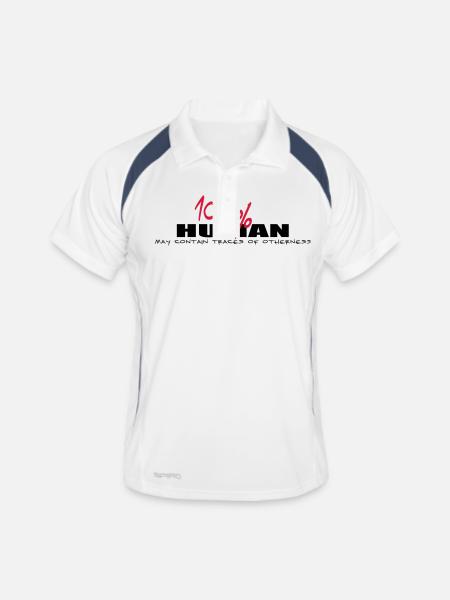 100% HUMAN and other - Männer Polo atmungsaktiv - Weiß/Navy - Vorne