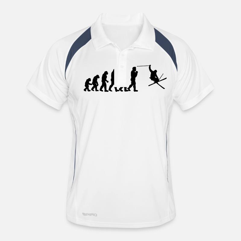 ski evolution - Männer Polo atmungsaktiv - Weiß/Navy