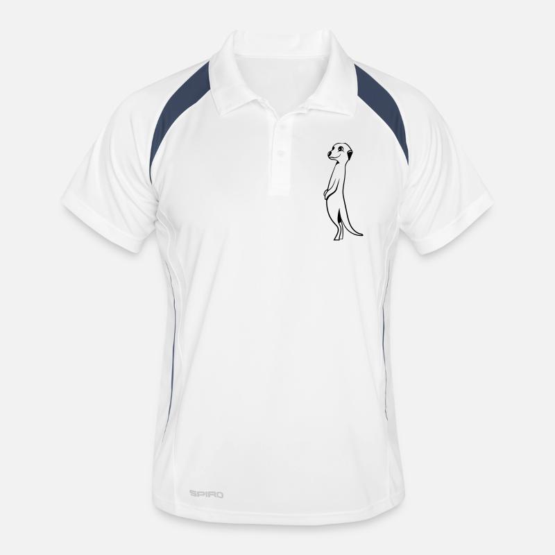 Suricates doux drôle - Polo respirant Homme - blanc/marine