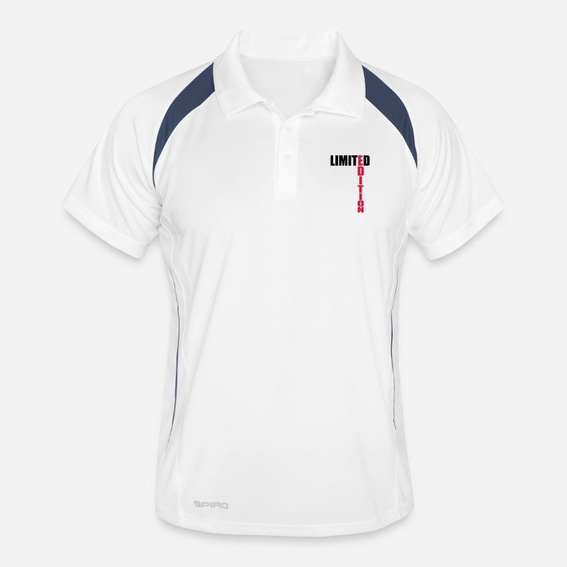 Limited Edition Text Logo - Männer Polo atmungsaktiv - Weiß/Navy