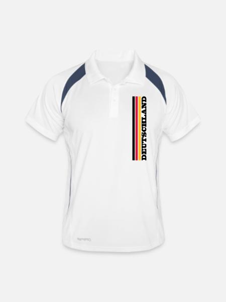 Deutschland - Männer Polo atmungsaktiv - Weiß/Navy - Vorne