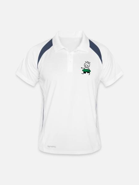 FRED MIT BRETT - Männer Polo atmungsaktiv - Weiß/Navy - Vorne