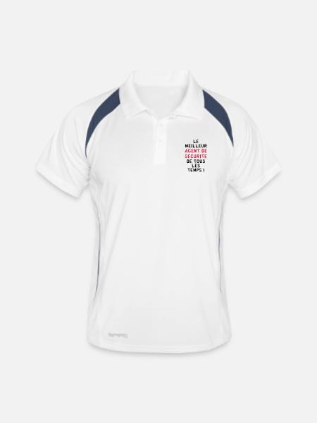 Agent de Sécurité / Surveillance / Vigile / Chien - Polo respirant Homme - blanc/marine - Devant