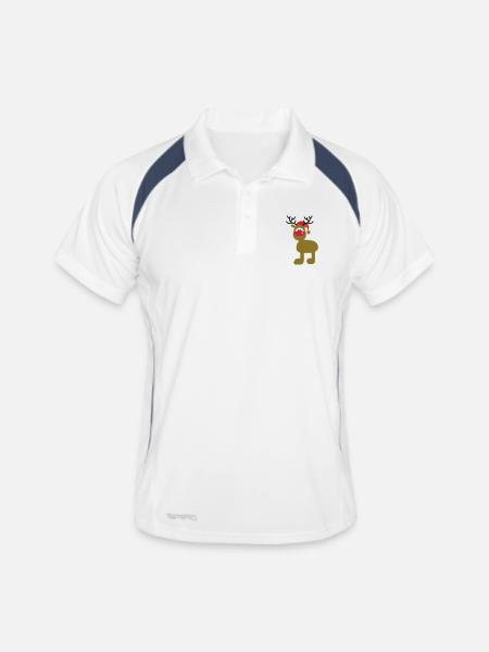 Moose with Christmas hat - Men's Polo breathable - white/navy - Front