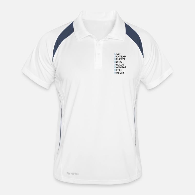 Labrador Eigenschaften Spruch - Männer Polo atmungsaktiv - Weiß/Navy