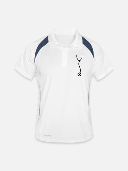 Stéthoscope - Docteur - Médecin - Polo respirant Homme - blanc/marine - Devant