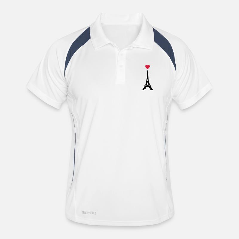 eiffelturm paris love - Männer Polo atmungsaktiv - Weiß/Navy
