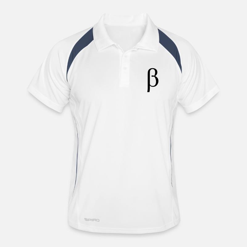 beta græske bogstav - Polo til herrer åndbar - hvid/marineblå