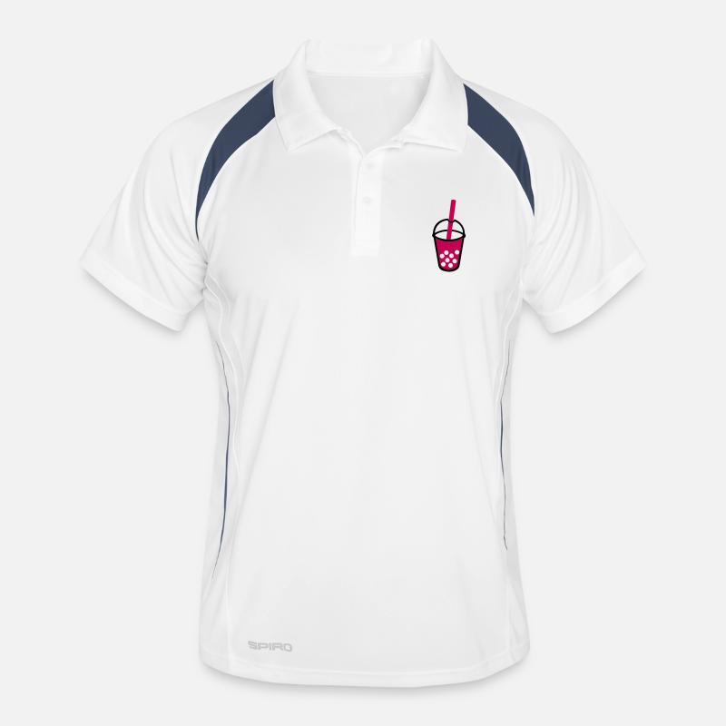 Bubble Tea - Männer Polo atmungsaktiv - Weiß/Navy