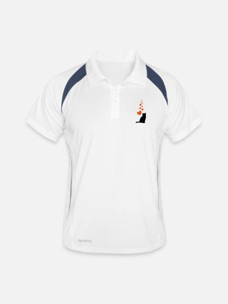 cat hearts - Männer Polo atmungsaktiv - Weiß/Navy - Vorne