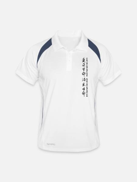 live the life you love, love the life you live - Männer Polo atmungsaktiv - Weiß/Navy - Vorne