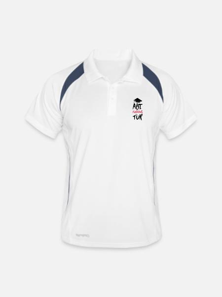 abi fucking tur - Männer Polo atmungsaktiv - Weiß/Navy - Vorne