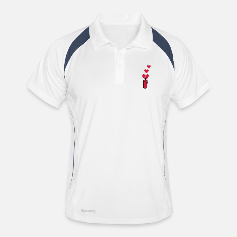 Herz Kerze 2 - Männer Polo atmungsaktiv - Weiß/Navy