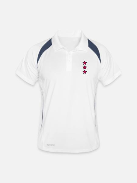 Magenta Sterne - Männer Polo atmungsaktiv - Weiß/Navy - Vorne