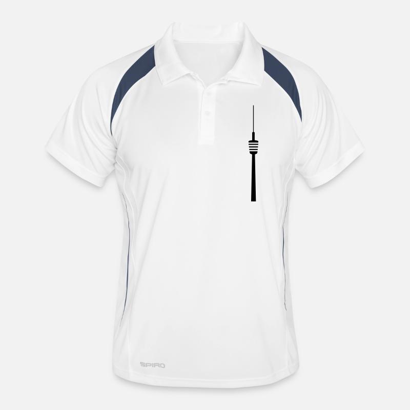 Fernsehturm Stuttgart - Männer Polo atmungsaktiv - Weiß/Navy