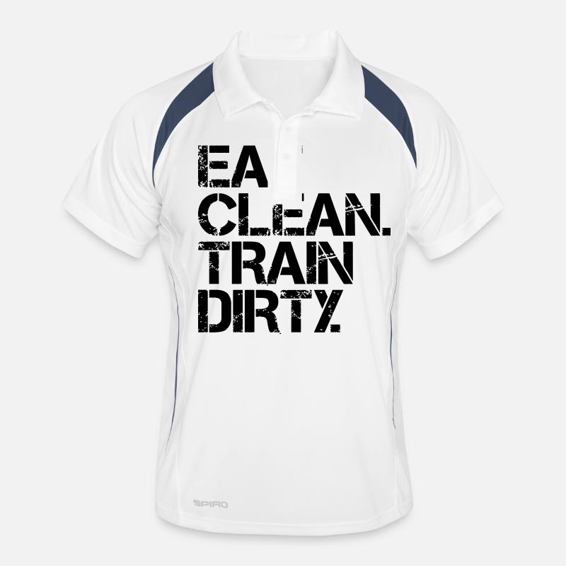 Eat Clean. Train Dirty. - Männer Polo atmungsaktiv - Weiß/Navy
