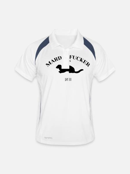 Marderfucker - Männer Polo atmungsaktiv - Weiß/Navy - Vorne