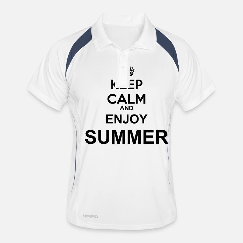 keep calm enjoy summer - Männer Polo atmungsaktiv - Weiß/Navy
