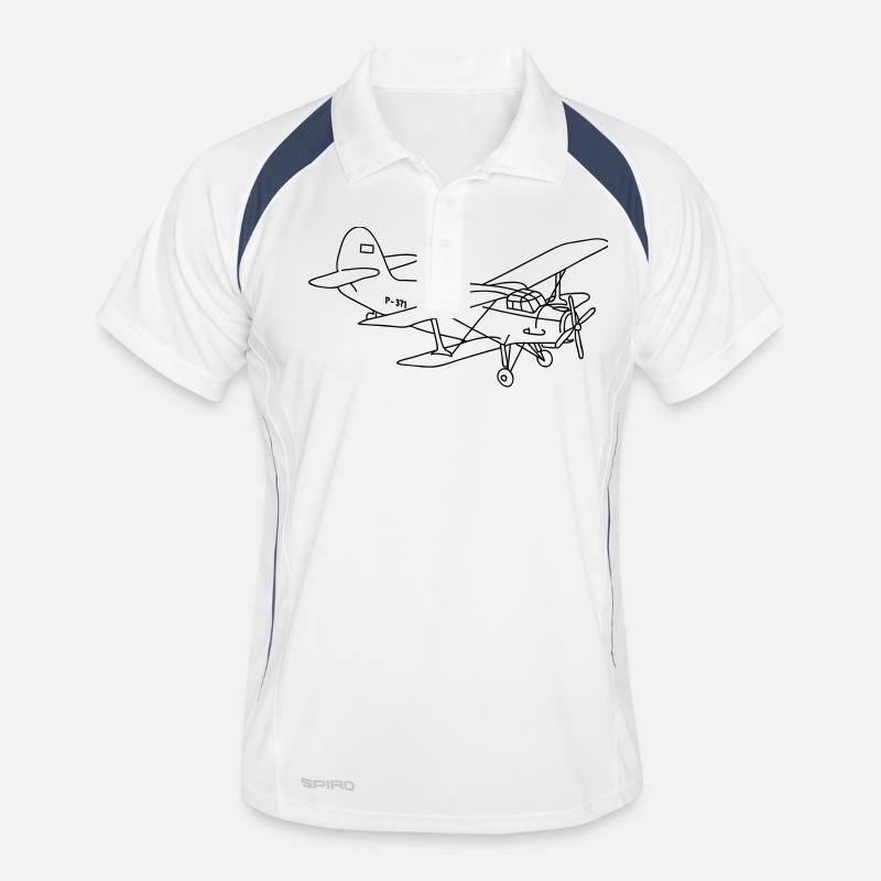 Doppeldecker - Männer Polo atmungsaktiv - Weiß/Navy