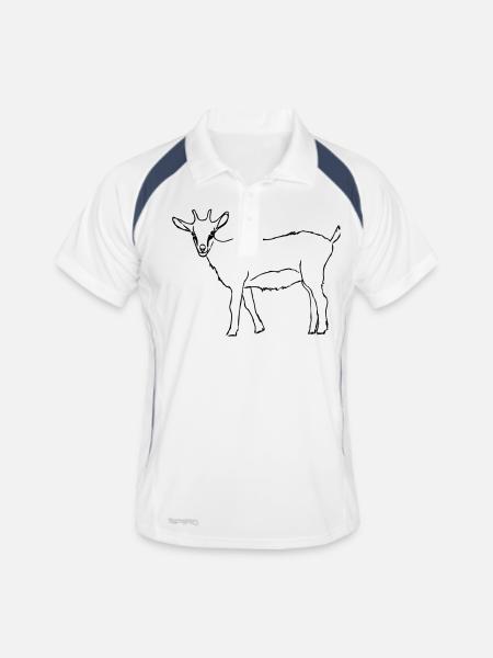 Ziege - Männer Polo atmungsaktiv - Weiß/Navy - Vorne