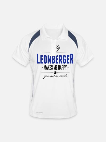 My Leonberger makes me happy - Männer Polo atmungsaktiv - Weiß/Navy - Vorne
