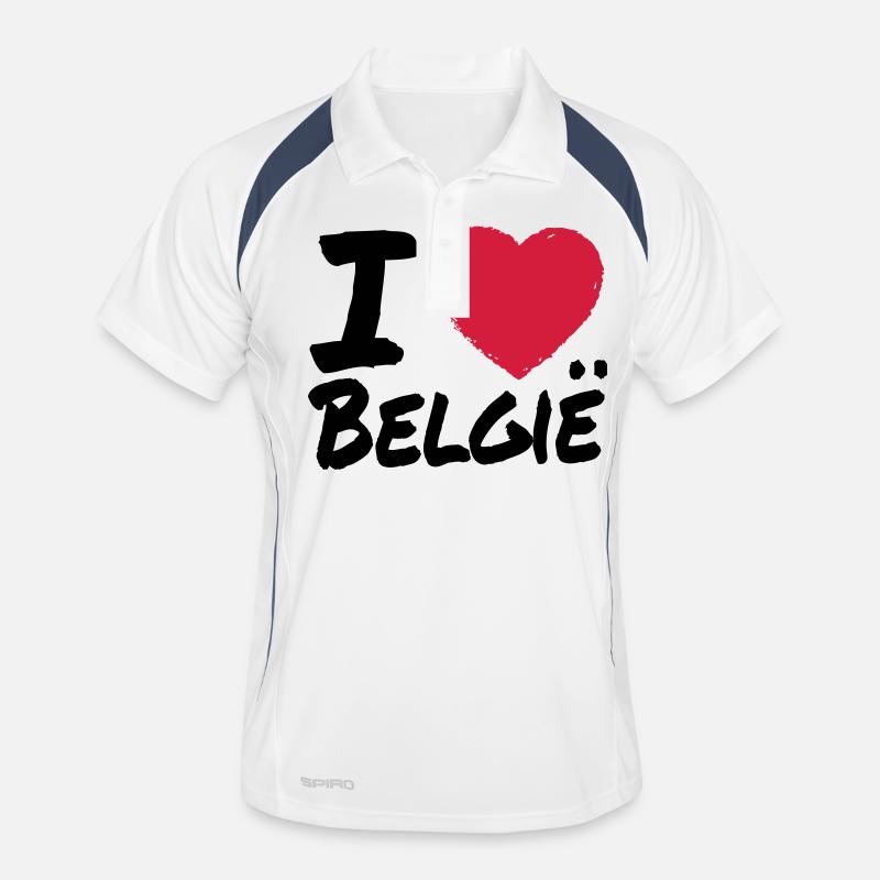 I Love Belgie - Männer Polo atmungsaktiv - Weiß/Navy