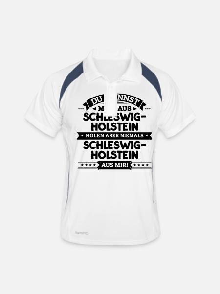 Mein Schleswig-Holstein - Männer Polo atmungsaktiv - Weiß/Navy - Vorne