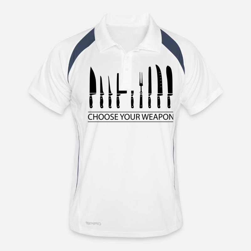 Beruf Koch Messer Geschenk - Männer Polo atmungsaktiv - Weiß/Navy