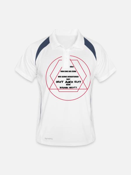 WIE GERNE DISKUTIEREN SIE? - Männer Polo atmungsaktiv - Weiß/Navy - Vorne
