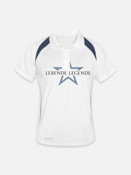 Lebende Legende - Männer Polo atmungsaktiv - Weiß/Navy - Vorne